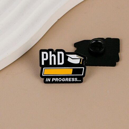 PhD In Progress Funny Graduate School Humor Enamel Pin For PhD Student, Doctorate Humor Pin Brooch For Graduate Student, Doctoral Graduation Brooch Badge, Grad School Joke Lapel Badges, Academic Life Gift, Doctoral Journey Jewelry Accessory in Kuwait