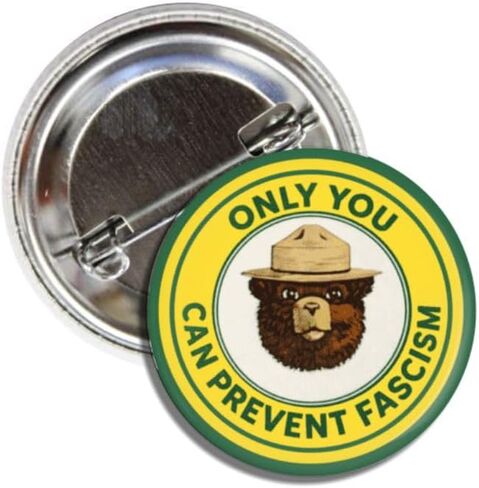 Remember Only You Can Prevent Fascism Button Pin Badge, 1.50 Inches, Smokey Bear Parody Design in Kuwait