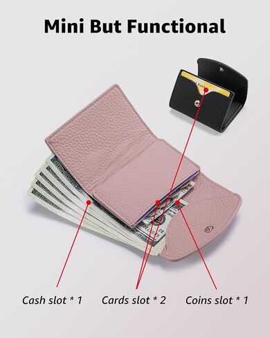 Karmiir Minimalist RFID Soft Leather Wallet for Women, Trifold and Compact Everyday Carry Wallet with Card Holder, Cash and Coin Pocket, Mini and Slim Into Small Bags (Light Pink) in Saudi Arabia