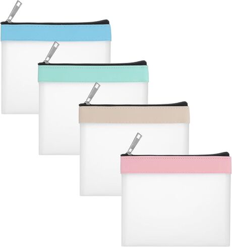 4 Pcs Small Clear Zipper Pouch, Clear Coin Purse with Zipper Closure, 4.9 x 4.5 Inch Synthetic Pouch (Multicolor) in Saudi Arabia