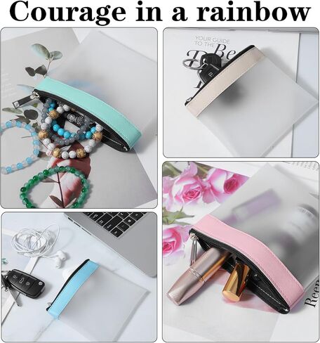 4 Pcs Small Clear Zipper Pouch, Clear Coin Purse with Zipper Closure, 4.9 x 4.5 Inch Synthetic Pouch (Multicolor) in Saudi Arabia