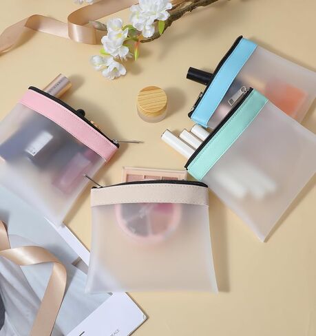 4 Pcs Small Clear Zipper Pouch, Clear Coin Purse with Zipper Closure, 4.9 x 4.5 Inch Synthetic Pouch (Multicolor) in Saudi Arabia