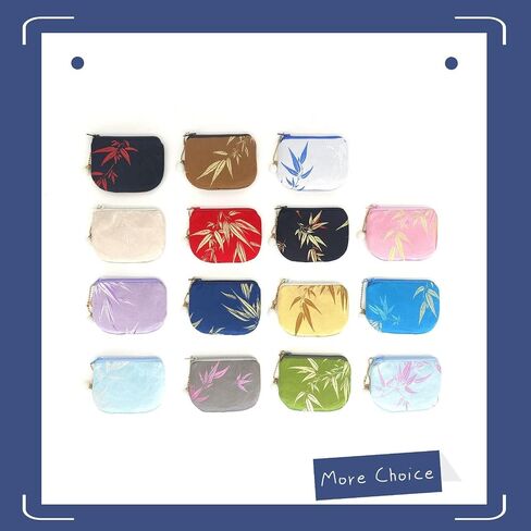 Handmade Coin Purse Women Rosary Pouch Brocade Zipper Wallet Silk Jewelry Bag - Navy in Saudi Arabia