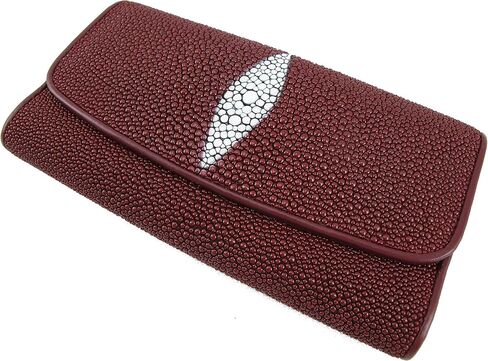 Pelgio Genuine Stingray Skin Leather Women's Trifold Clutch Wallet Purse in Kuwait