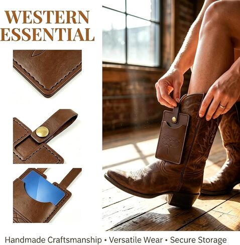 Cowboy Boot Wallet for Women, 2pcs Western Leather Boot Wallet with Snap Strap, Fashion Cowgirl Boot Wallet Credit Card Holder in Saudi Arabia