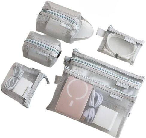 6 Pcs Minimalist Clear Mesh Coin Purses, Mini Zipper Wallets, Portable Pouch for Cards, Keys & Small Change Storage (Gray 6-piece set) in Kuwait