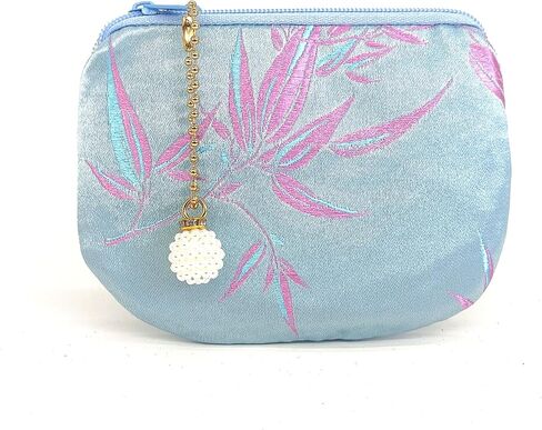 Handmade Coin Purse Women Rosary Pouch Brocade Zipper Wallet Silk Jewelry Bag - Navy in Saudi Arabia