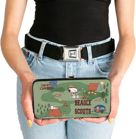 Buckle-Down Peanuts Wallet, Hinged, Peanuts Happy Camper Beagle Scouts Scenes, Vegan Leather in Kuwait