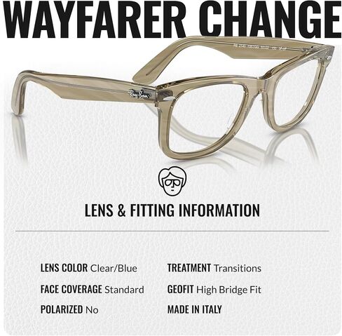 Ray-Ban RB2140 ORIGINAL WAYFARER CHANGE TRANSITIONS Square Shaped Sunglasses for Men & Women with Official RAYBAN Eyewear Kit in Kuwait