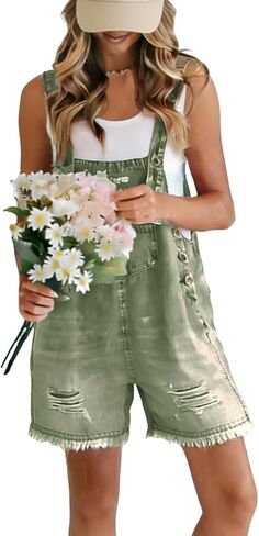utcoco Denim Overall Shorts for Women 2026 Summer Casual Distressed Ripped Jean Shortalls Romper in Kuwait