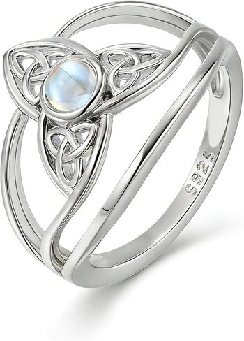 witches knot 925 Sterling Silver Moonstone Celtic Knot Ring for Women, Vintage Infinity Band, Handcrafted Boho Jewelry, Gift for Her, Size 6-10 in Saudi Arabia