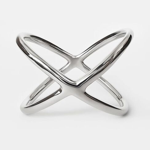 SOVATS 925 Sterling Silver Criss Cross X Long Ring for Women - Rhodium Plated X Band Statement Ring - Nickel-Free Minimalist Fashion Jewelry - Comes in Sizes 5-9 - Elegant Everyday Accessory in Saudi Arabia