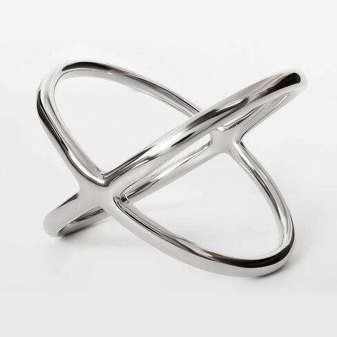 SOVATS 925 Sterling Silver Criss Cross X Long Ring for Women - Rhodium Plated X Band Statement Ring - Nickel-Free Minimalist Fashion Jewelry - Comes in Sizes 5-9 - Elegant Everyday Accessory in Saudi Arabia