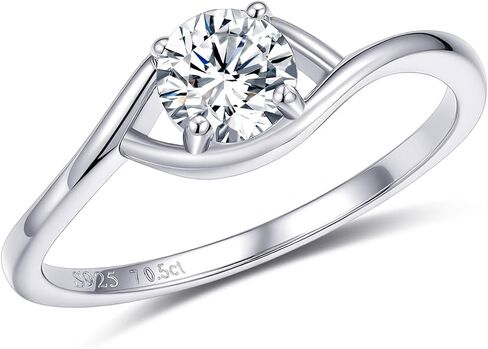 Moissanite Rings for Women- S925 Sterling Silver D Color Lab Created Round Cut - Hypoallergenic & Comfortable Jewelry for Daily Wear with GRA Certificate in Kuwait