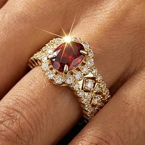 1 Zirconia Inlaid Shiny Retro Women'S Ring, Exquisite, Lightweight, Luxurious Ring, Daily Life, Dating Decoration, Dance Party, Early Fashion Trend in Kuwait