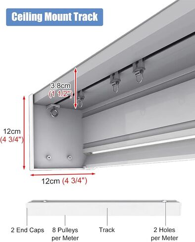 3-in-1 CurtainTrack System with Valance - Metal Ceiling/Wall Mount for Blackout Decorative Panels - Ideal for Living Room & Bedroom Window Curtainains in Kuwait