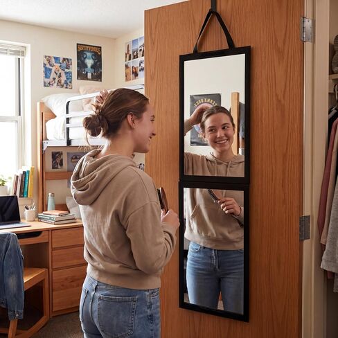GlikCeil Foldable Portable Full Length Mirror for Dancer, Camping, Travel Black 47.2" x 13.4" Portable Hanging Folding Mirror with Handle for Dance Competition Travel Full Body Backstage Mirrors in Kuwait