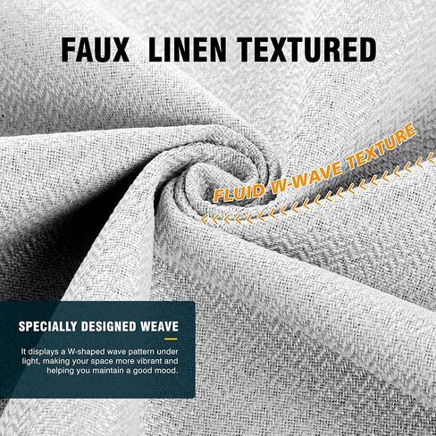 2 Panels 100% Blackout Linen-Textured Curtains, Thick Thermal Insulated Grommet Drapes with Subtle Herringbone Weave, Luxury Decor for Bedroom/Living Room, 54 x 84 Inches, White in Saudi Arabia