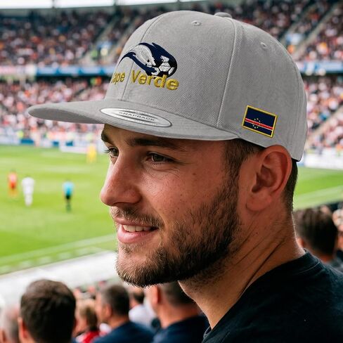 Snapback Hat for Men Flat Brim Hats Cape Verde Soccer Ball Flag Embroidered Flat Bill Cap Acrylic in Kuwait