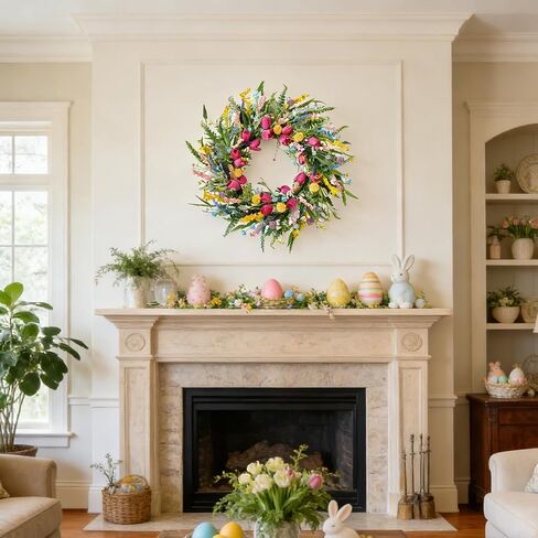 Spring Tulip Wreath for Front Door, 22 Inch Tulip Lavender Floral Wreath, Artificial Spring Summer Wreath for Indoor Outdoor Door Wall Window Decor, Seasonal Home Decor in Saudi Arabia