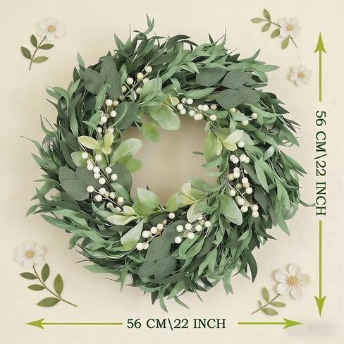 Olive Wreath for Front Door 22 inch, Greenery All Season Wreath with Olive Leaf, Home Decoration for Outdoor Living Room Indoor Wall and Outside Summer All Season Wedding in Saudi Arabia