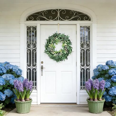 Olive Wreath for Front Door 22 inch, Greenery All Season Wreath with Olive Leaf, Home Decoration for Outdoor Living Room Indoor Wall and Outside Summer All Season Wedding in Saudi Arabia