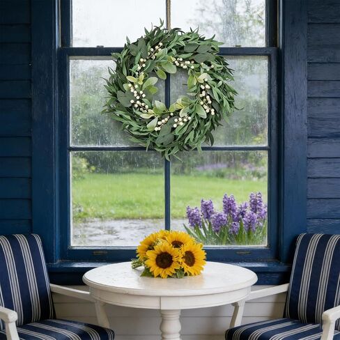 Olive Wreath for Front Door 22 inch, Greenery All Season Wreath with Olive Leaf, Home Decoration for Outdoor Living Room Indoor Wall and Outside Summer All Season Wedding in Saudi Arabia