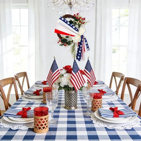Patriotic Wreath 4th of July Independence Day American Flag with Burlap Bow Decor, Memorial Day Forth of July Wreaths for Front Door Wall Home Decor in Saudi Arabia
