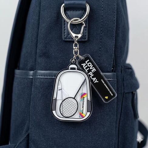 Cute Badminton Shaker Keychain Acrylic Liquid Quicksand Bag Pendant for Sports Enthusiasts in Kuwait