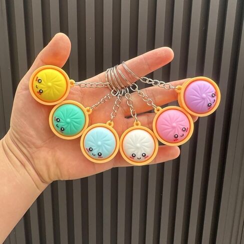 Cute Dumpling Bun Keychain Set with Steamer Random Colors Bulk Pack Ideal for Classroom Rewards Gift Bag Fillers Birthday Mothers Day Treasure Box Prizes in Kuwait