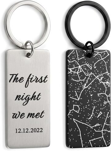 Personalized Star Map Keychain, The First Night We Met Key Chains, Father Day Gifts for Husband, Constellation Map Gifts for Couple in Saudi Arabia