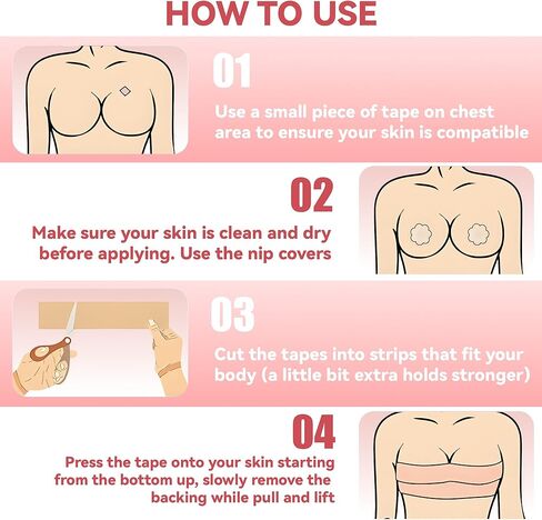 2 Pcs Boob Tape for Breast Lift - BoobTape with 10 Pcs Pasties,Body Tape for Women Invisible Breast Bra Tape Beige in Saudi Arabia