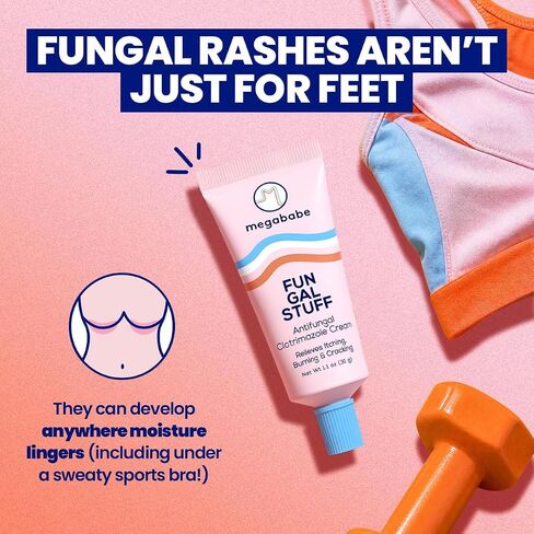 Megababe Fun Gal Stuff | Antifungal Cream with 1% Clotrimazole | Full Body Solution for Underboob, Skinfolds, Feet & More | Relieves Itching, Burning, Cracking & Scaling | 1.1 oz in Kuwait