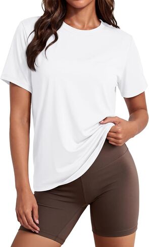 MAGCOMSEN Women's Short Sleeve Shirt UPF 80+ Sun Protection T-Shirts Quick Dry Workout Gym Running Tops in Saudi Arabia