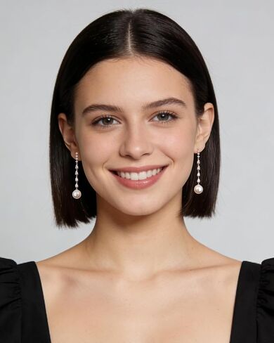 925 Sterling Silver Pearl Dangle Drop Earrings for Women, Handpicked AAA+ Quality 10mm White Pearl Hypoallergenic Earrings, Classic Jewelry Gift for Women in Saudi Arabia