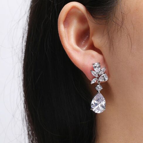 Marquise Teardrop Dangle Earrings for Women, Bridal Wedding Earrings for Brides Bridesmaides, 11.6CT Cubic Zirconia Drop Earring s for Prom or Pageant, Jewelry Gift for Her in Kuwait