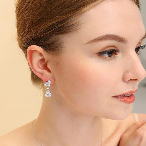 Marquise Teardrop Dangle Earrings for Women, Bridal Wedding Earrings for Brides Bridesmaides, 11.6CT Cubic Zirconia Drop Earring s for Prom or Pageant, Jewelry Gift for Her in Kuwait