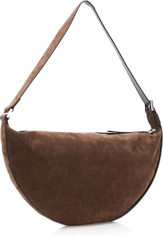 AllSaints Halfmoon Suede Shldr Fango Brown W337XC One Size in Saudi Arabia