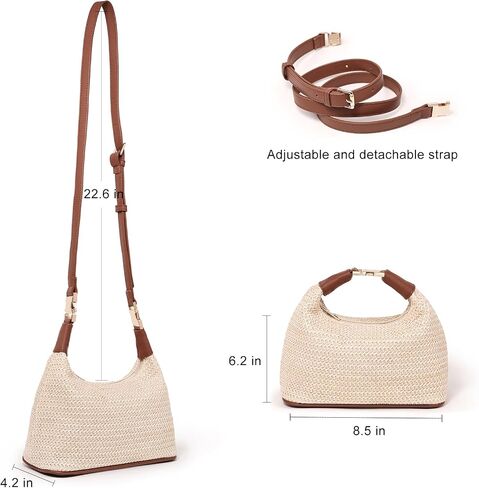 Straw Shoulder Crossbody Bag Small Tote Purse Top Handle Clutch for Summer Beach Travel in Saudi Arabia