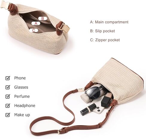 Straw Shoulder Crossbody Bag Small Tote Purse Top Handle Clutch for Summer Beach Travel in Saudi Arabia