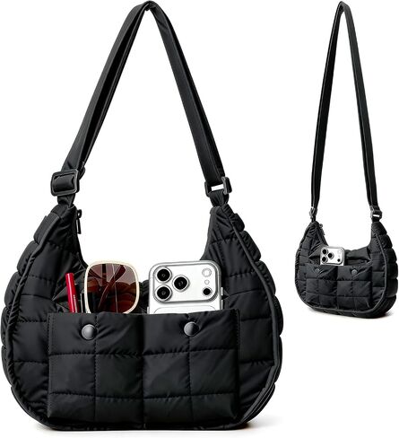 Crescent Puffer Shoulder Bag for Women Girls, Small Quilted Puffy Crossbody Shoulder Purse in Saudi Arabia