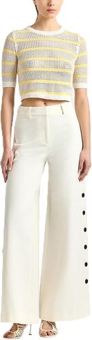 Derek Lam 10 Crosby Women's Tova Stretch Cotton Wide Leg Button Trouser in Saudi Arabia