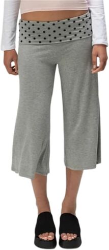 Thopavenoir Women Fold Over Wide Leg Capri Pants Casual Low Rise Gaucho Pants Lounge Pajamas Cropped Pants Pj Bottoms in Saudi Arabia
