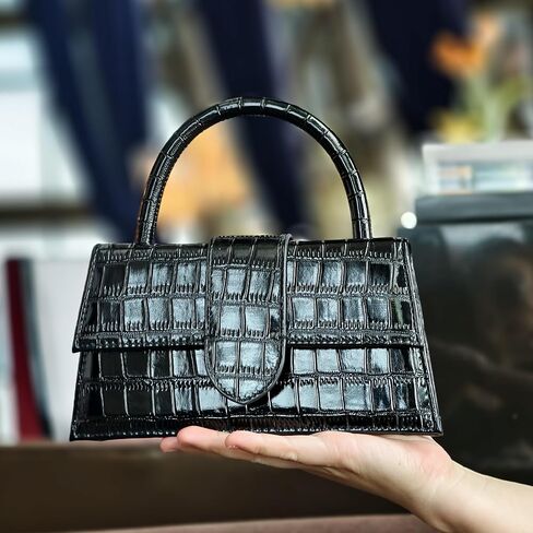 Small Crocodile Print Evening Bags for Women Structured Top Handle Clutch in Genuine Leather for Dates in Saudi Arabia