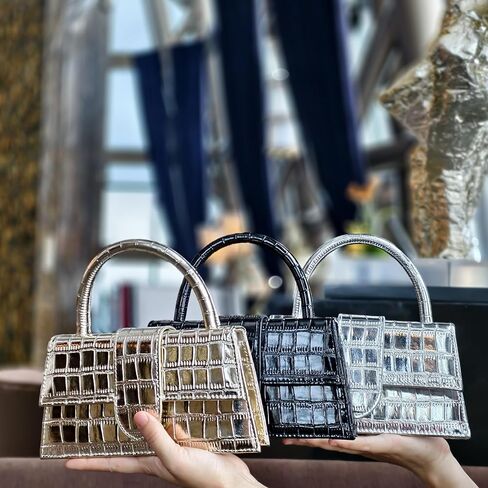 Small Crocodile Print Evening Bags for Women Structured Top Handle Clutch in Genuine Leather for Dates in Saudi Arabia