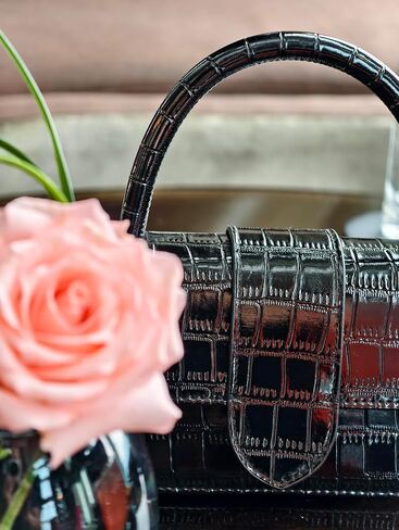 Small Crocodile Print Evening Bags for Women Structured Top Handle Clutch in Genuine Leather for Dates in Saudi Arabia