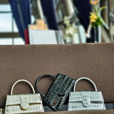 Small Crocodile Print Evening Bags for Women Structured Top Handle Clutch in Genuine Leather for Dates in Saudi Arabia