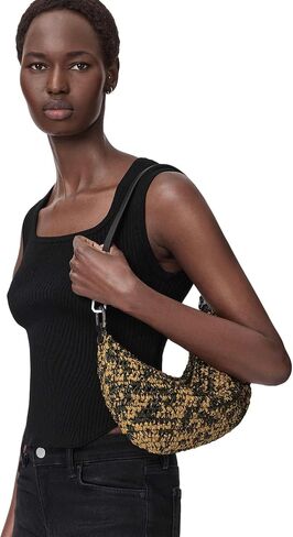 AllSaints Women's Luna Micro Paper Bag Biscuit/Black One Size in Saudi Arabia