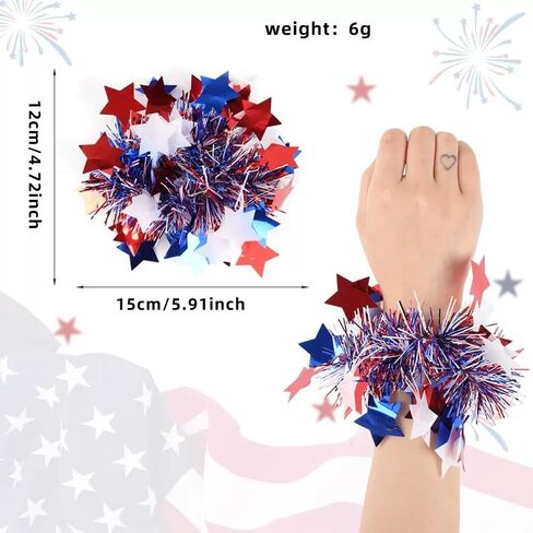 4th of July Headband Bracelet Set，American Flag Headbands Women's Independence Day Accessories，Events Hairbands for Memorial Day Veterans Day Blue in Saudi Arabia