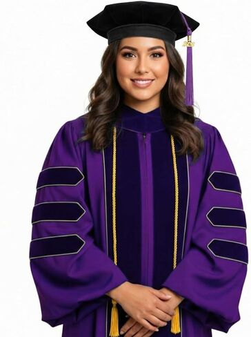Cuffbow 2 Set 6 Sided 2026 Graduation Doctoral Tam Adjusted Velvet Cap with Purple Tassel Gold Honor Cord Hexagonal Doctoral Tam Cap Md Dds Dmd Phd Jd Md Graduation Accessories for Dentist Bachelor in Saudi Arabia